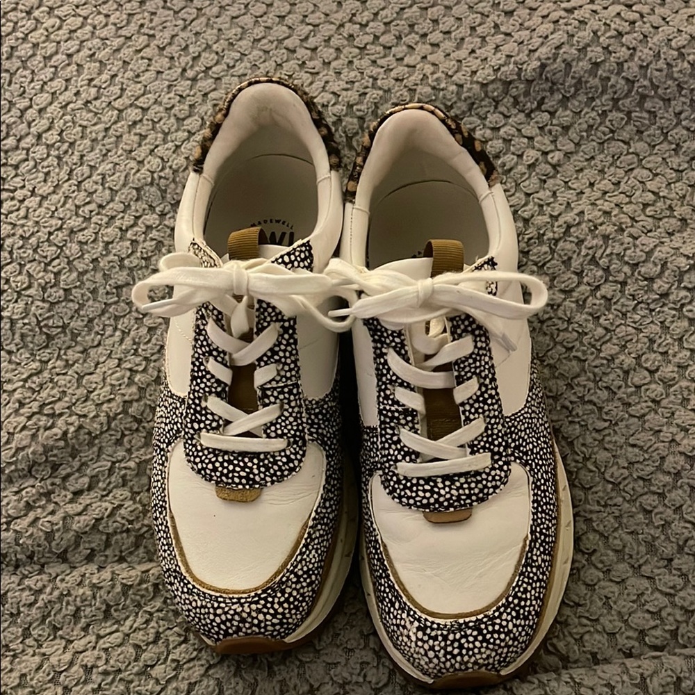 White & Black Speckled Low-Top Sneakers- MADEWELL 7.5 - Picture 2 of 6